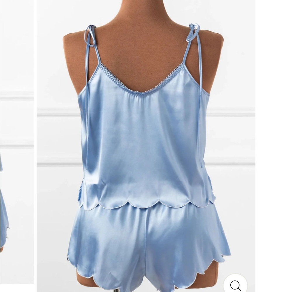Mentionables Scalloped Embroidered Satin Cami and Shorts Lingerie Sleep Set - Picture 3 of 5